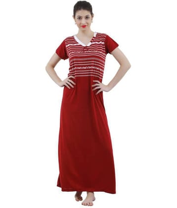 Romaisa Viscose Nighty & Night Gowns - Maroon Single