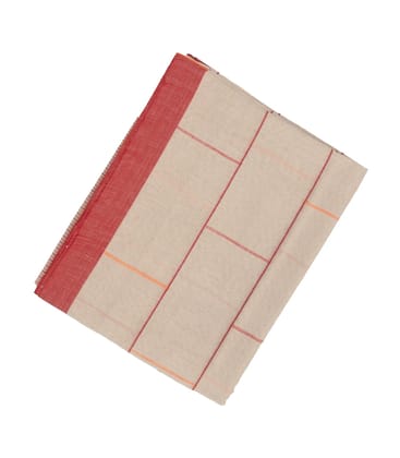 Taupe Handloom Bengal Cotton Saree With Checks-Taupe