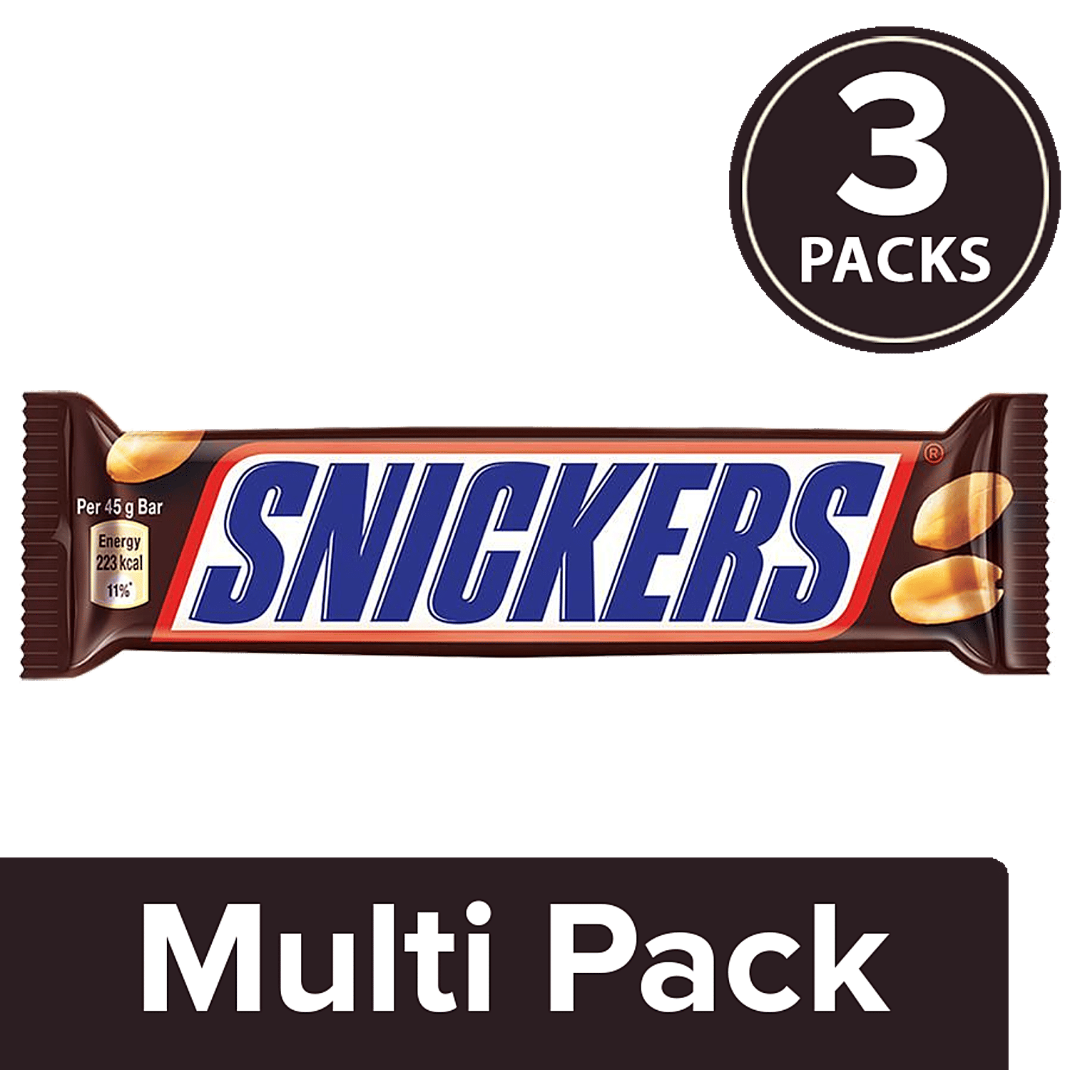 Snickers Peanut Filled Chocolate Bar, 3x45 g Multipack