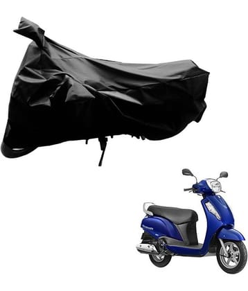 AutoRetail Dust Proof Two Wheeler Polyster Cover for Suzuki Access (Mirror Pocket, Black Color)