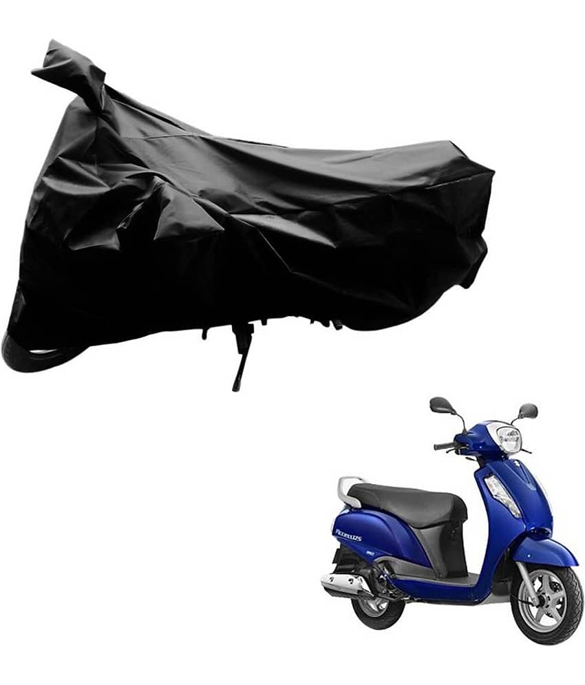 AutoRetail Dust Proof Two Wheeler Polyster Cover for Suzuki Access (Mirror Pocket, Black Color)