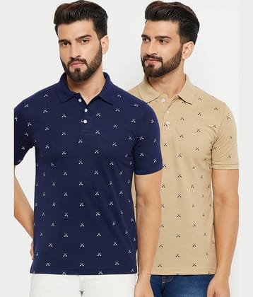 Emerald - Navy Blue Cotton Blend Regular Fit Men's Polo T Shirt ( Pack of 2 )