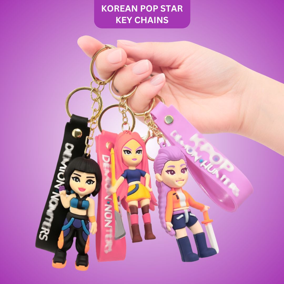 Kpop Demon Hunters Hunterix Cartoon Keychains for Girls -  Set of 3