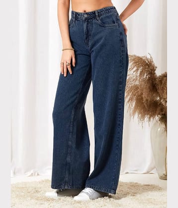 Addyvero Women's Baggy High-Rise Jeans ( Dark Blue )