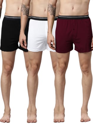 3 Pack Solid Cotton Boxers-XL