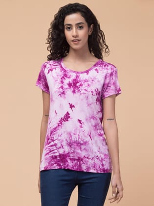 Hive91  Womens T-shirt Purple Abstract Batik:Viscose Fabric, Stylish & Comfortable XXL