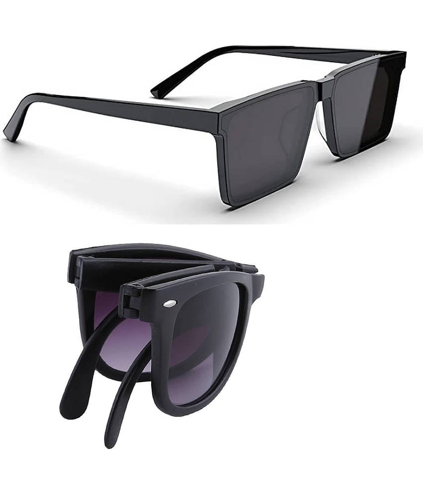 Elligator Black Rectangular Sunglasses ( Pack of 2 )