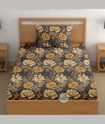 CG HOMES Brown Microfiber 1 Single Bedsheet with 1 Pillow Cover ( 215 cm x 150 cm )