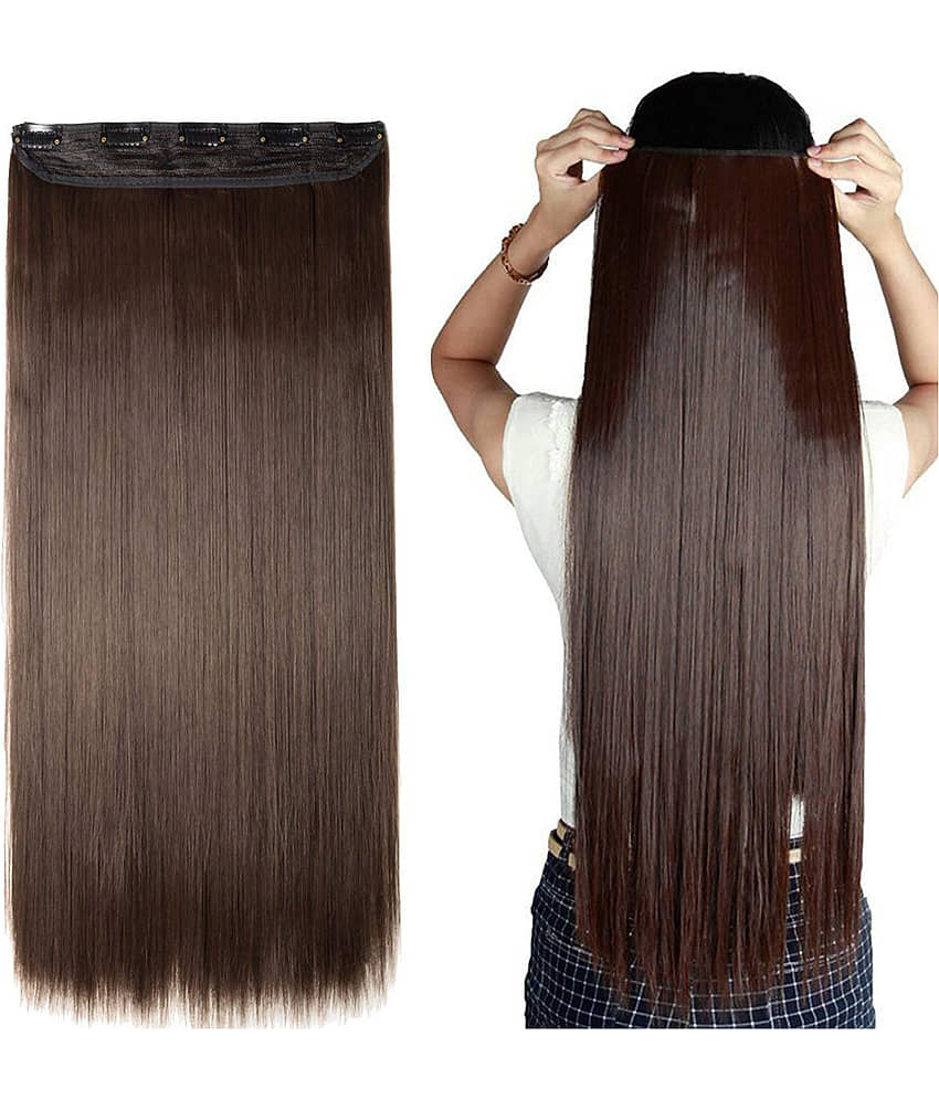 VSAKSH Straight Clip In Hair Extension Brown