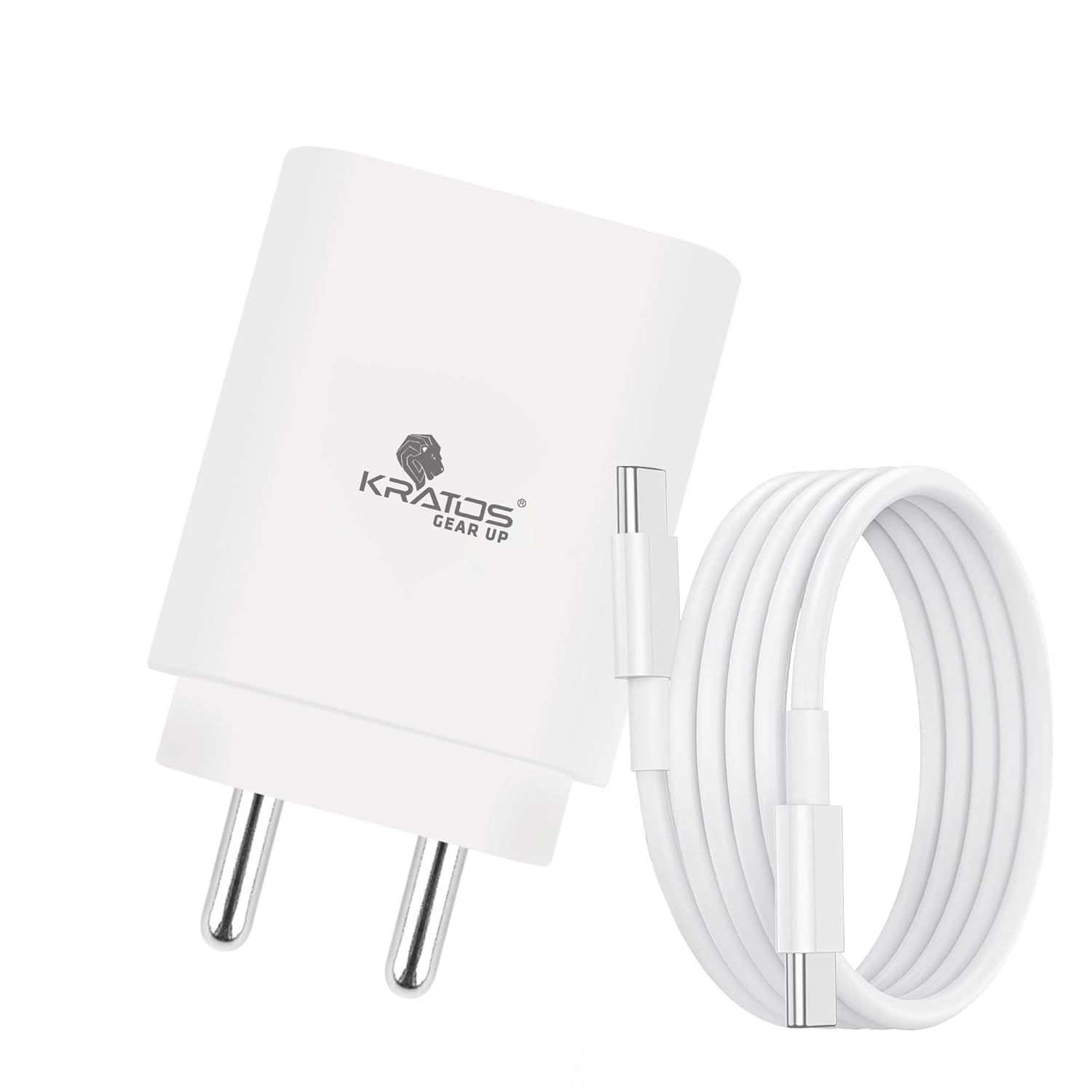 Kratos Original 25W Charger Adapter with Type C to C Cable, Fast Charger Compatible with Samsung Galaxy A15/M35/A35/A55/M05/M15/F15/M55| M34/M14/F34/F14/F54/A14/S23/S24/S25/ Fold/Flip/Tab, White