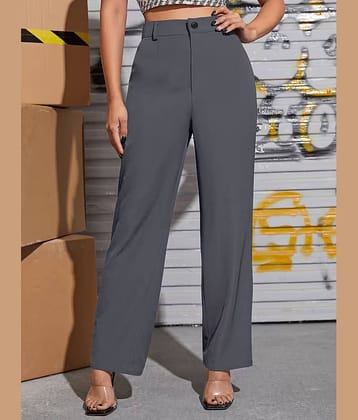 MISS MEBINO Women Polyester Casual Trousers ( Dark Grey )