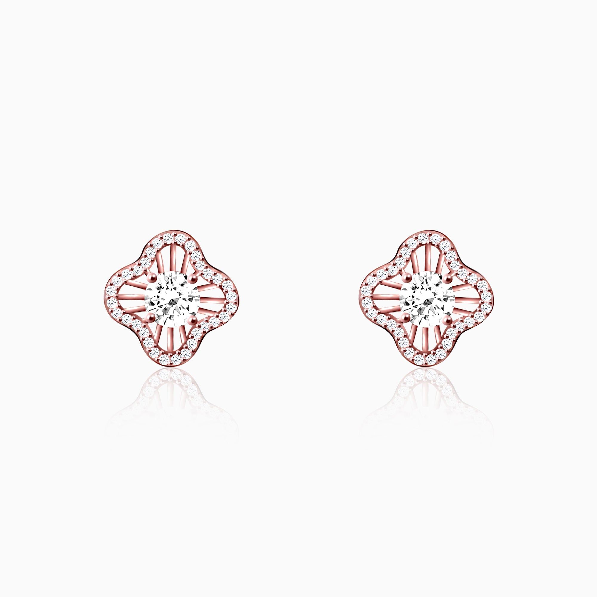 Rose Gold Flower Blossom Earrings