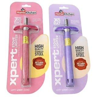 (Pack of 2) Home Kitchen Premium Stainless Steel Stove Lighter Combo | 10 Lakh Plus Sparks for Long-Lasting Use | 365-Day Durability Spark Lighter  Reliable & Sturdy Design