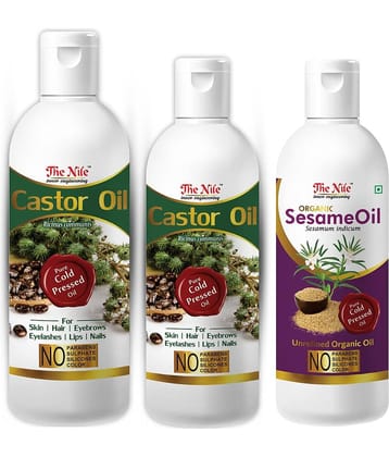 The Nile Castor Oil 200 ML + 100 Ml (300 ML) + Sesame Oil 100 Ml 350 mL