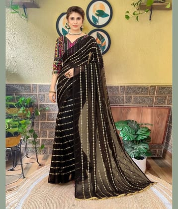 Aika Georgette Embroidered Regular Saree With Unstitched Blouse Piece ( Black )