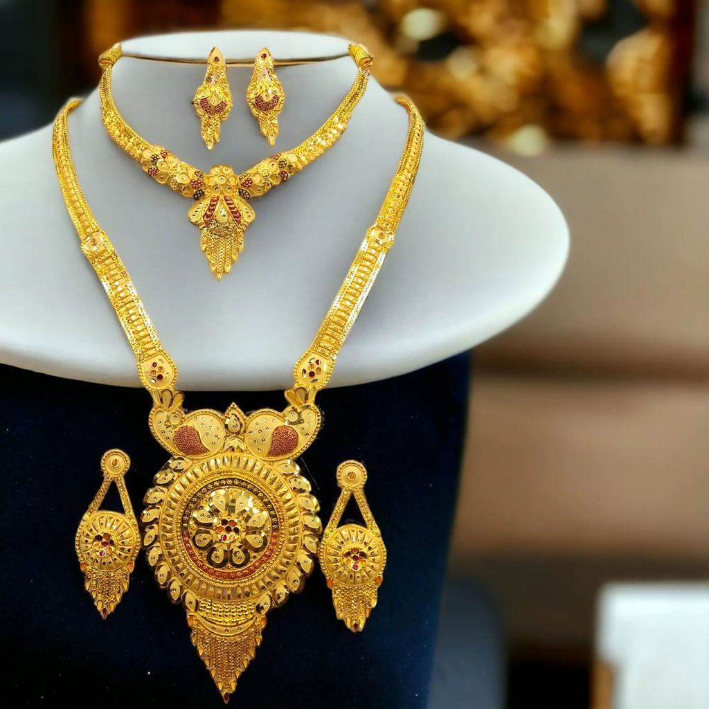 Pure 22k Gold-Plated Necklace and Earrings indian Style