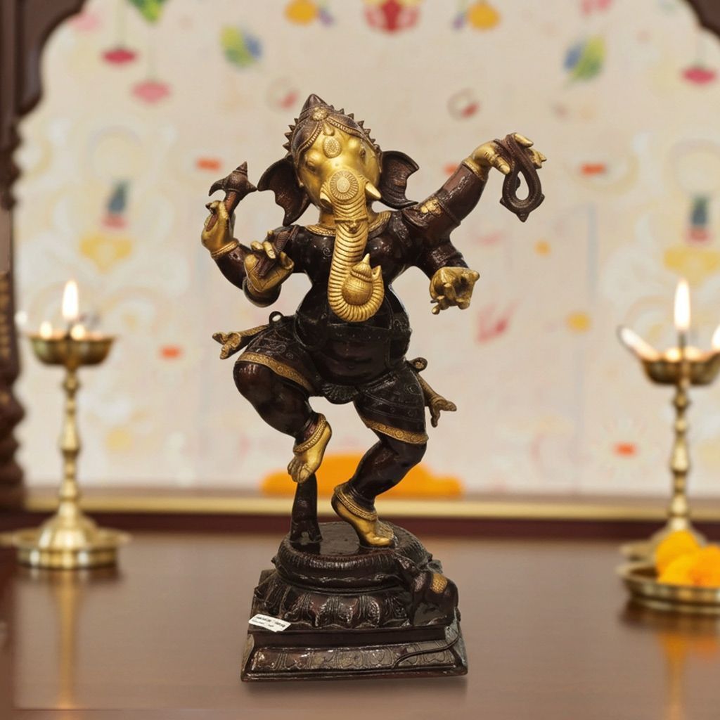 Brass Showpiece Antique Ganesh God Idol Statue, 50 Kg (BSMAS1764 G)