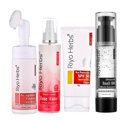 Pomegranate Foaming Facewash, Rose water, Snail Mucin & SPF50 Cream Combo