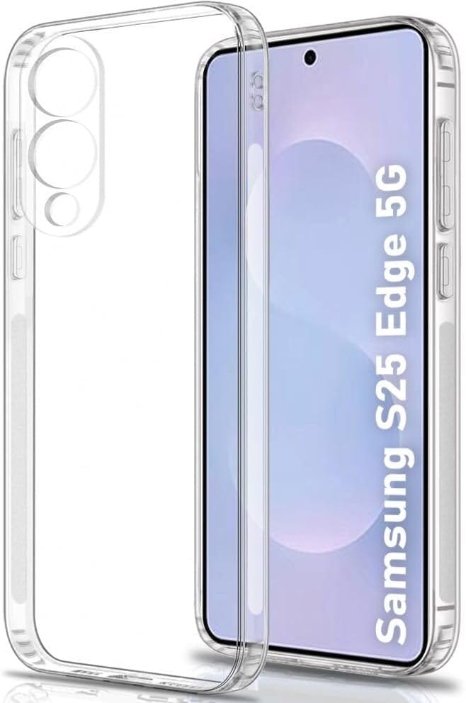 PLUGTECH TPU Ultra Hybrid Clear Camera Protection Back Cover Case for Samsung Galaxy S25 Edge-Transparent