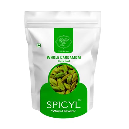 Spicyl Cardamom 7.5 mm to 8.0 mm Sizes, 2nd Quality Grade, Indian Green Cardamom, Whole Cardamom, Green Elaichi (Pack of 1) (Size - 100 Gram) by Spicyl Cardamom Private Limited