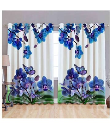 B7 CREATIONS Single Window Semi-Transparent Eyelet Polyester Curtains Multi Color