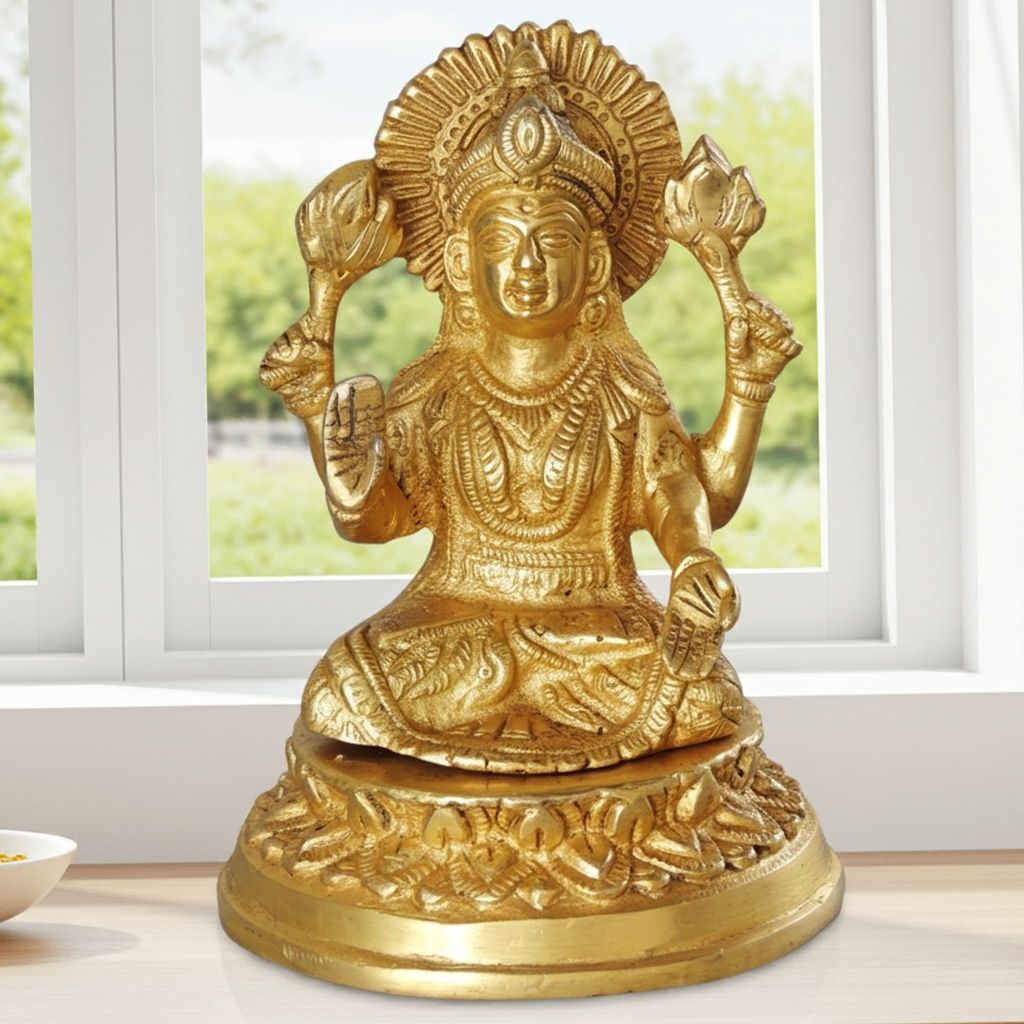 Brass Showpiece Laxmi Ji God Idol Statue (BSMAS1040 L)