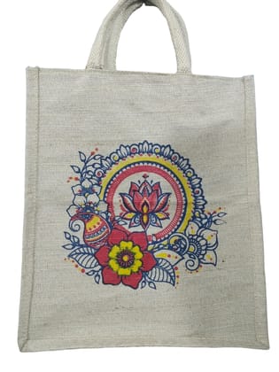 Eco-Friendly Jute Shopping Bag with Hand-Painted Design - Stylish, Durable, and Spacious Tote for Everyday Use