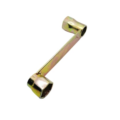 KARTHI7OCT STORE Plug Spanner L-Type (Double End � 19 mm & 21 mm) � Heavy-Duty Chrome Steel Socket Spanner Tool � Plug Remover for Two Wheelers, Bikes, Scooters � Golden Zinc Finishing