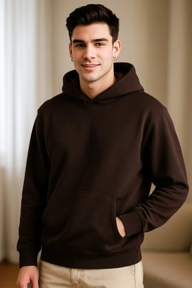 Brown - Fleece Hoodie-S
