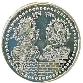 ASTRO-D Laxmi Ganesh Silver coin 10gm, (Silver, Silver)