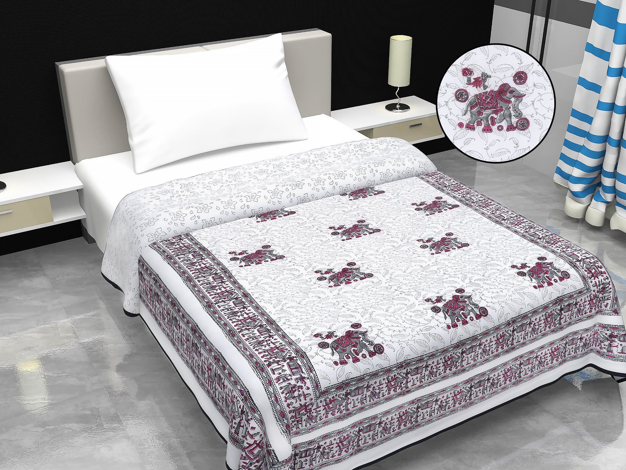 Cotton Blanket - Single Dohar ( 60 x 90 Inches) Grey-Elephant