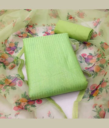 Rangtulika Ethnics Unstitched Cotton Embroidered Dress Material - Mint Green ( Pack of 1 )