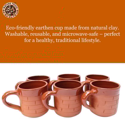 NATURE TOUCH Handmade Earthen Tea Cup Set (Set of 6)