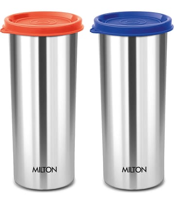 Milton Stainless Steel Tumbler with Lid Set of 2, 530 ml Each, Assorted (Lid Color May Vary) | Office | Gym | Yoga | Home | Kitchen | Hiking | Treking | Travel Tumbler