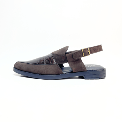 Peshawari in genuine leather+Suede (Brown)-6