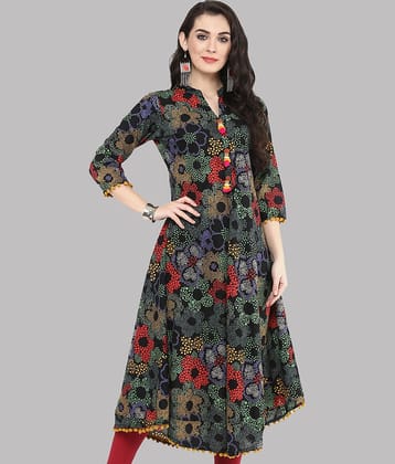 Yash Gallery - Multicolor Cotton Women's Asymmetrical Kurti ( Pack of 1 )