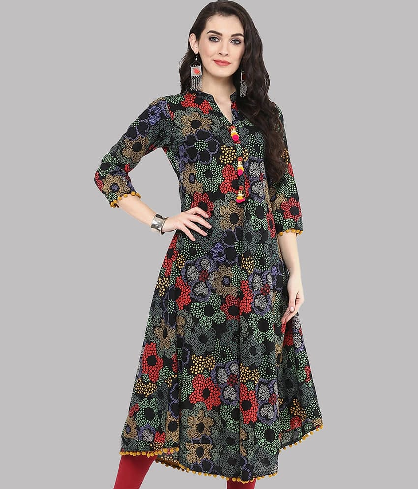 Yash Gallery - Multicolor Cotton Women's Asymmetrical Kurti ( Pack of 1 )