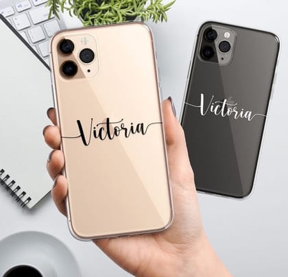 Name Initial Black White Strings Transparent Custom Slim Soft Cases-Black