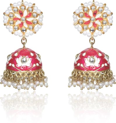Handcrafted with Pearl Meenakari Jhumka | Wedding Jewellery
