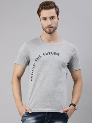 Grey Printed Crew Neck Tshirt-S