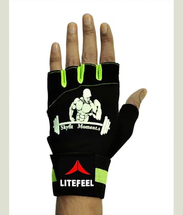 LITEFEEL Body Builder Print Unisex Polyester Gym Gloves For Advanced Fitness Training and Workout With Half-Finger Length
