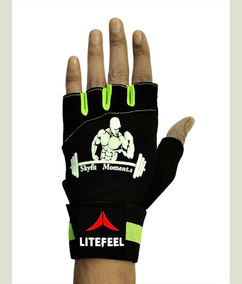 LITEFEEL Body Builder Print Unisex Polyester Gym Gloves For Advanced Fitness Training and Workout With Half-Finger Length