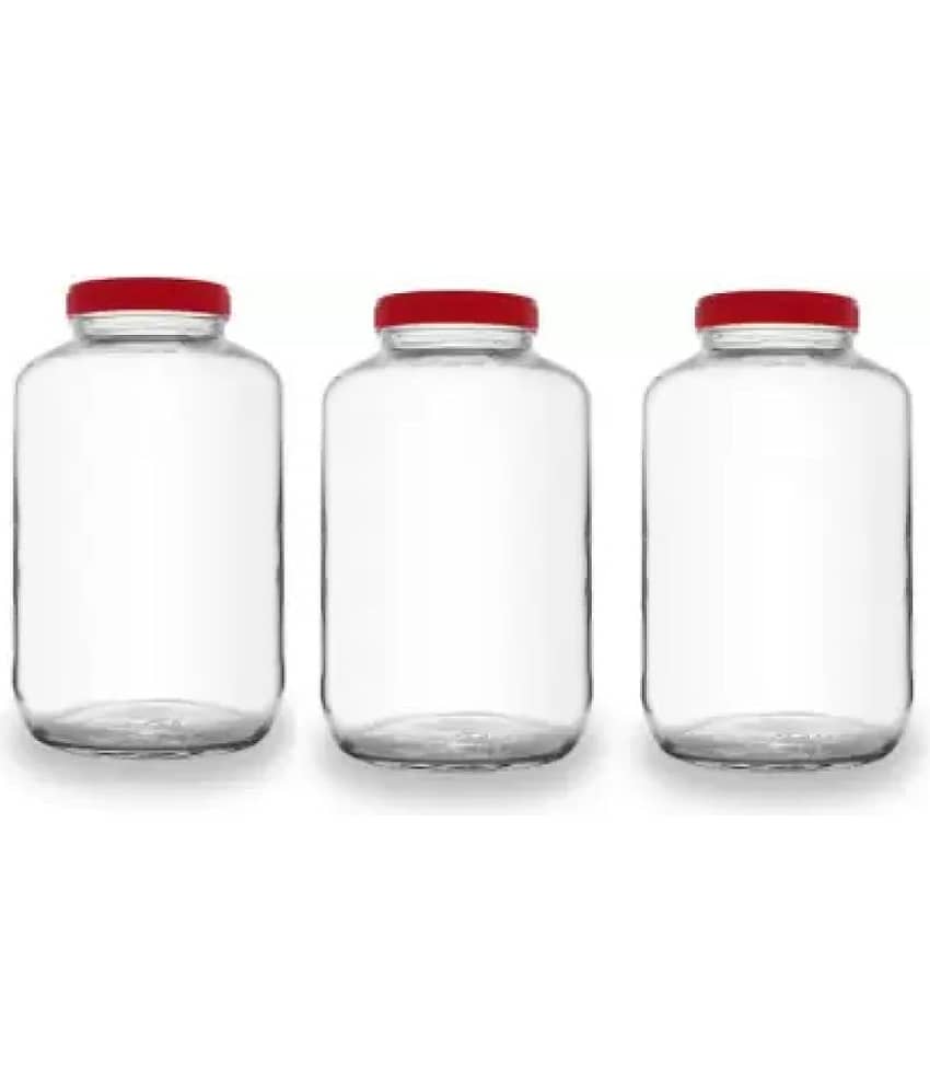 skwaion Glass Red Food Container ( Set of 3 )