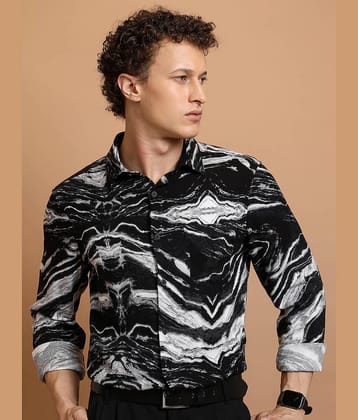 Highlander Viscose Slim Fit Printed Full Sleeves Men's Casual Shirt - Black ( Pack of 1 )