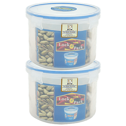 Laplast Lock-N-Pack Airtight Storage Container - Transparent, Plastic, Plain, Round, 400 ml (Pack of 2)