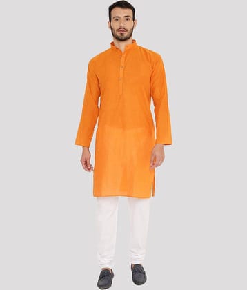 Maharaja - Orange Cotton Regular Fit Men's Kurta Pyjama Set ( Pack of 1 )