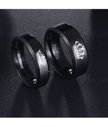 FASHION FRILL Black Couple Ring ( Pack of 2 )