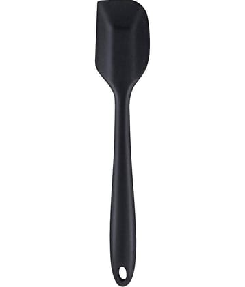 Baskety Silicone Mixing Stirring Serving Spatula Spoon ( Pack of 1, Black )
