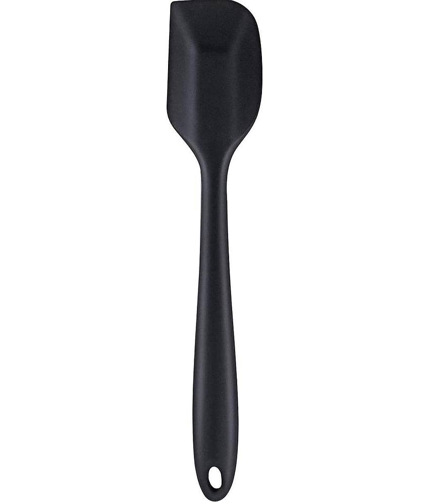 Baskety Silicone Mixing Stirring Serving Spatula Spoon ( Pack of 1, Black )