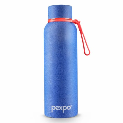 Pexpo 24 Hrs Hot & Cold Stainless Steel ISI Certified Flask, 1000 ml, Blue, Bravo | Thermosteel Bottle | Double Wall | Durable | Home | School | Office | Traveling | Hiking | Vacuum Insulated Bottle